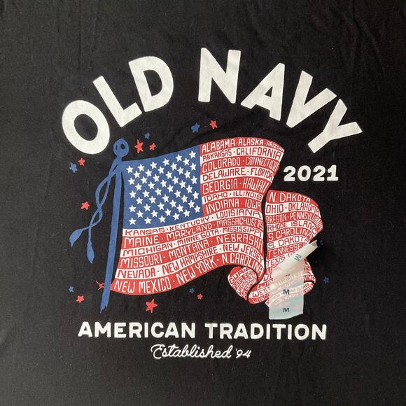Old Navy Men Short Sleeve T-shirt size M, Black, American Tradition - Picture 5 of 8